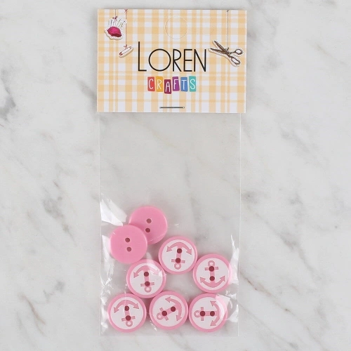 Loren Crafts 8 li Pembe Çapa Düğme - 608