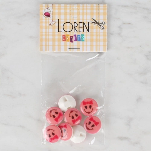 Loren Crafts 8 li Pembe Düğme - 0715