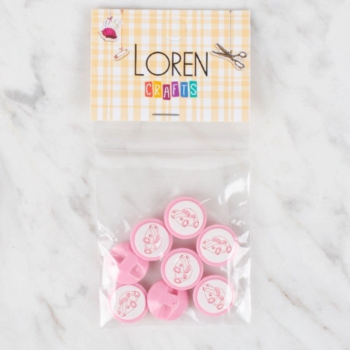 Loren Crafts 8 li Pembe Düğme - 398