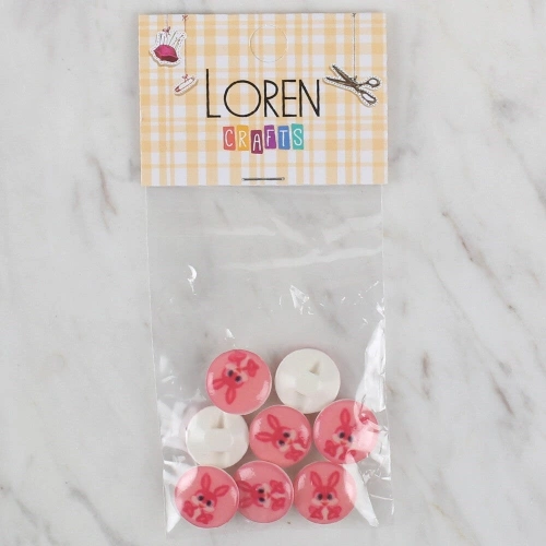 Loren Crafts 8 li Pembe Tavşan Düğme - 706
