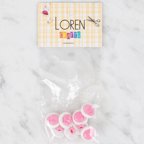 Loren Crafts 8 li Pembe Uğur Böceği Düğme - 646