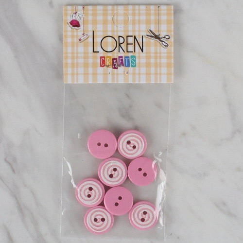 Loren Crafts 8 li Pembe Yuvarlak Düğme - 448