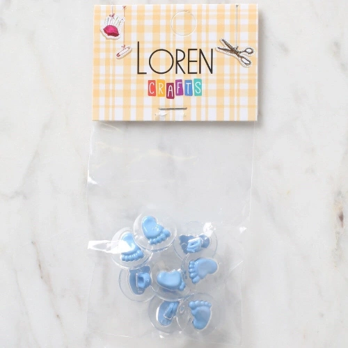 Loren Crafts 8 li Şeffaf Mavi Ayak Düğme - 272