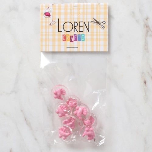 Loren Crafts 8 li Şeffaf Pembe Bebek Arabası Düğme
