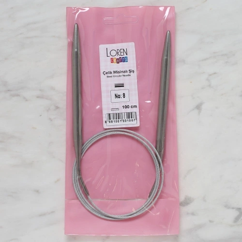 Loren Crafts 8 mm Çelik Misinalı Şiş 100 cm