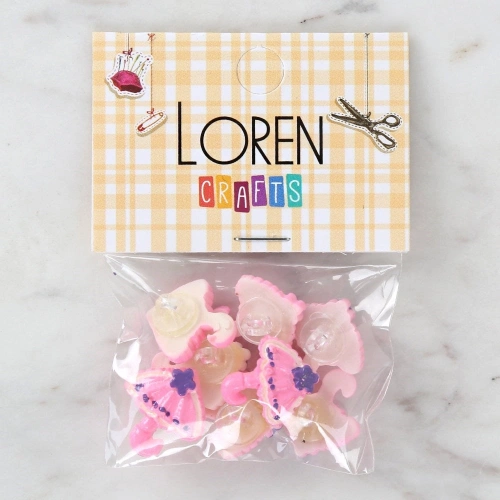 Loren Crafts Pembe 8li Düğme - 3011