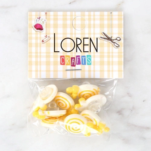 Loren Crafts Sarı 8li Düğme - 3027