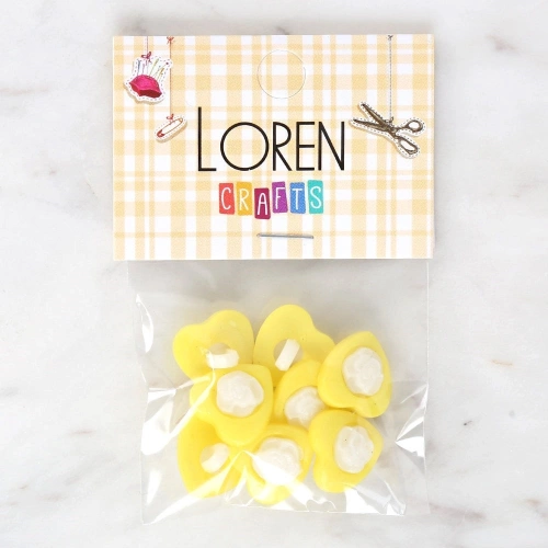 Loren Crafts Sarı 8li Düğme - 3049