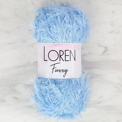 Loren Furry Baby Blue Hand Knitting Yarn - RF007 - 34046