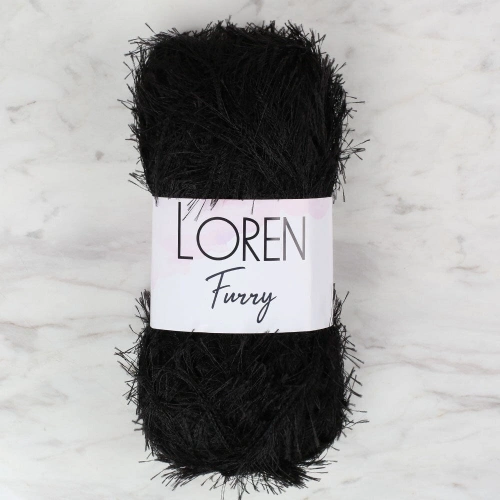 Loren Furry Black Knitting Yarn - RF1001 - 34066
