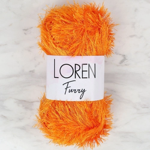 Loren Furry Orange Knitting Yarn - RF103 - 34065