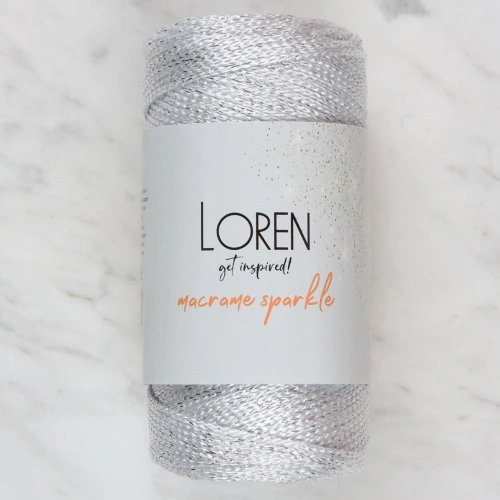Loren Macrame Sparkle Simli Beyaz El Örgü İpi - RM