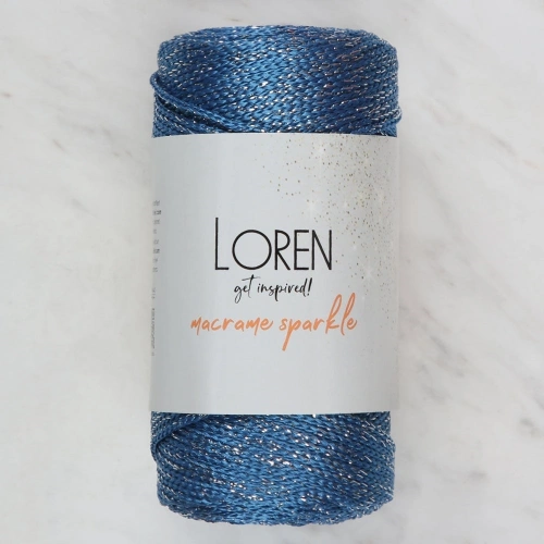 Loren Macrame Sparkle Simli Mavi El Örgü İpi - RM
