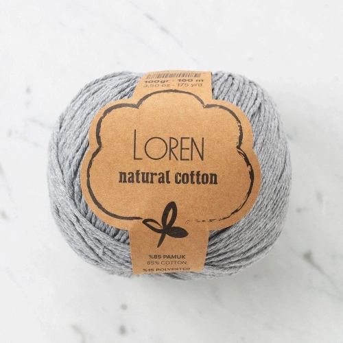 Loren Natural Cotton Gray Hand Knitting Yarn - R079 - 33925