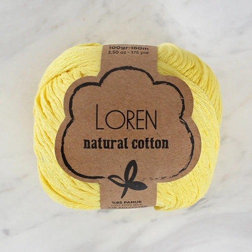 Loren Natural Cotton Pastel Yellow Hand Knitting Yarn - R086 - 33915