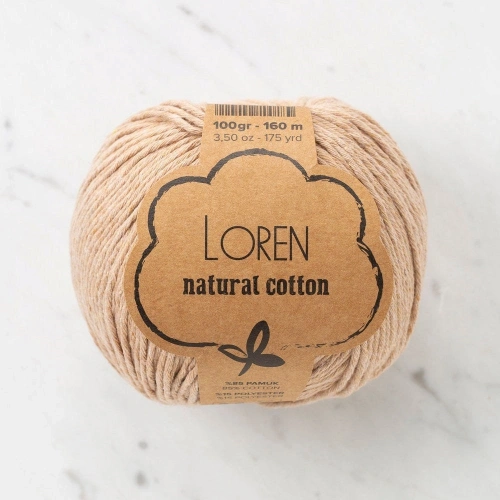 Loren Natural Cotton Beige Hand Knitting Yarn - R084 - 33922