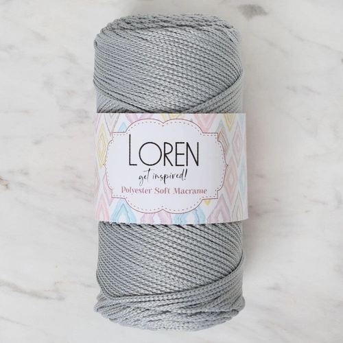 Loren Polyester Soft Macrame Light Gray Hand Knitting Yarn - LM036 - 34441