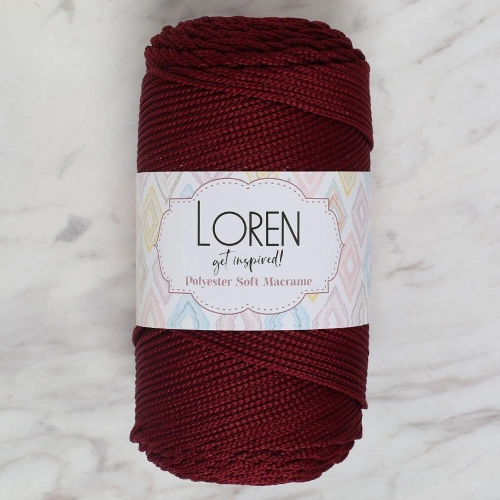 Loren Polyester Soft Macrame Burgundy Hand Knitting Yarn - LM039 - 34444
