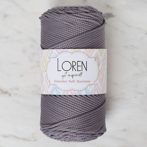 Loren Polyester Soft Macrame Gray Hand Knitting Yarn - LM050 - 34448
