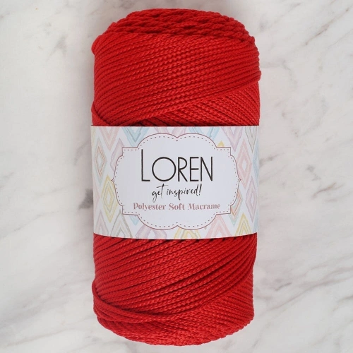 Loren Polyester Soft Macrame Red Hand-Knitted Rope - LM019 - 34432