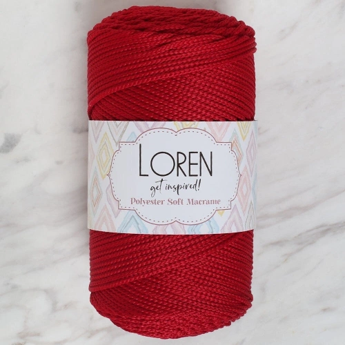 Loren Polyester Soft Macrame Dark Red Hand Knitting Yarn - LM020 - 34433