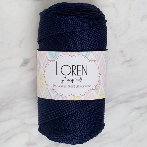 Loren Polyester Soft Macrame Dark Blue Hand Knitting Yarn - LM030 - 34436
