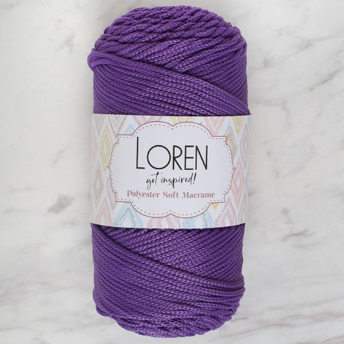 Loren Polyester Soft Macrame Dark Purple Hand Knitting Yarn - LM025 - 34434