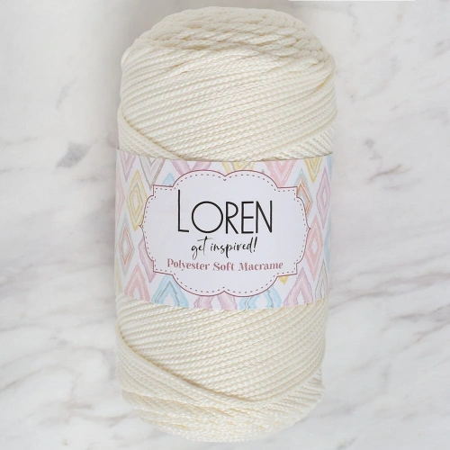 Loren Polyester Soft Macrame Krem El Örgü İpi - LM003 - 34427