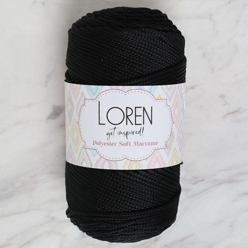 Loren Polyester Soft Macrame Black Hand Knitting Yarn - LM040 - 34445