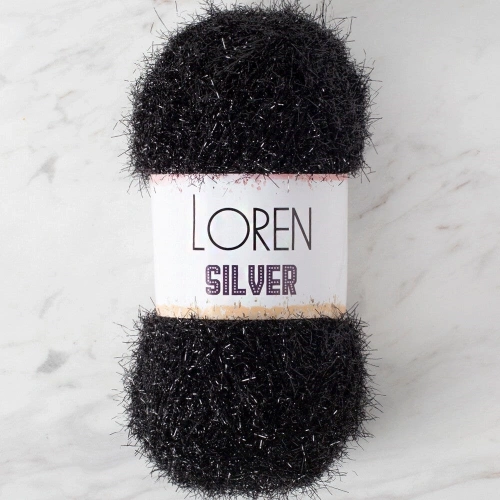 LOREN SILVER BLACK HAND-KNIT YARN - RS1001 - 34093