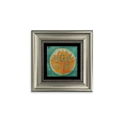 Lotus Çiçeği Çerçeveli Taş Tablo 20 cm