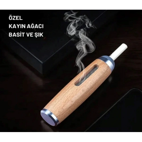 Lüks Kayın Ağacı Araç Sigara Tutucu. Portatif Duman Küllük, Kül Dökülmez. Şık ve Dayanıklı