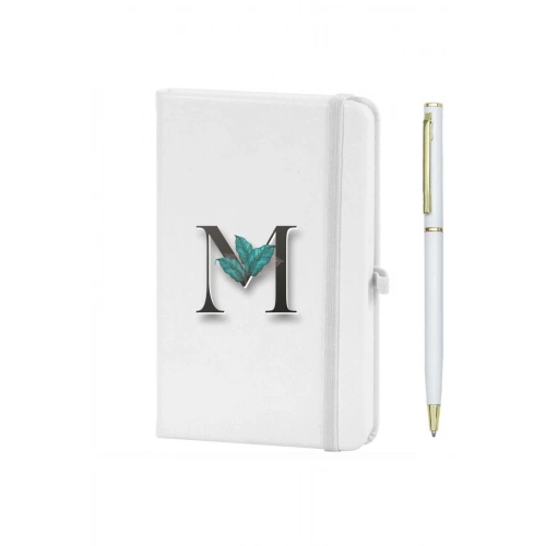 M Harfi Çiçek Baskılı Defter