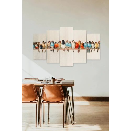 Manzara Kuşlar 5 Parçalı Mdf Tablo 60 x 100