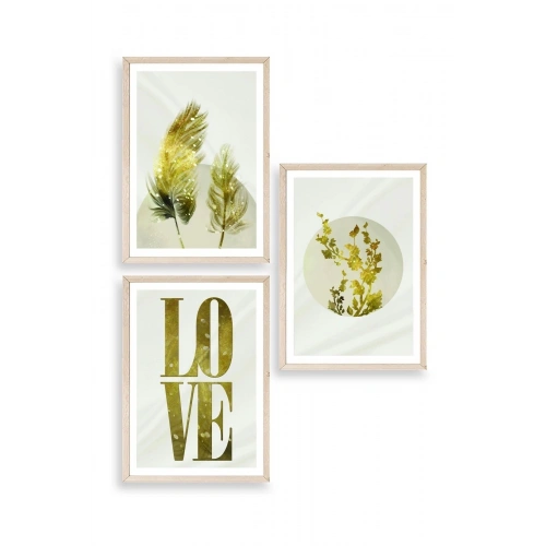 Manzara Üçlü Ahşap Çerçeveli Tablo 23 x 30