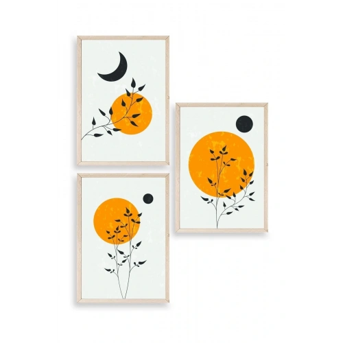 Manzara Üçlü Ahşap Çerçeveli Tablo 23 x 30