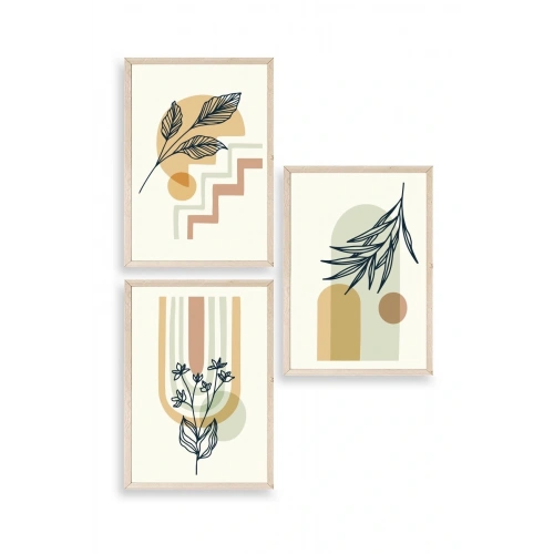 Manzara Üçlü Ahşap Çerçeveli Tablo 30 x 42