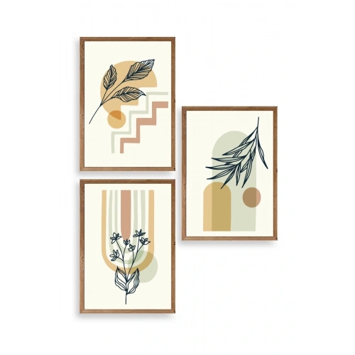 Manzara Üçlü Ahşap Çerçeveli Tablo 30 x 42