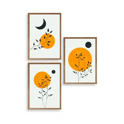 Manzara Üçlü Ahşap Çerçeveli Tablo 30 x 42