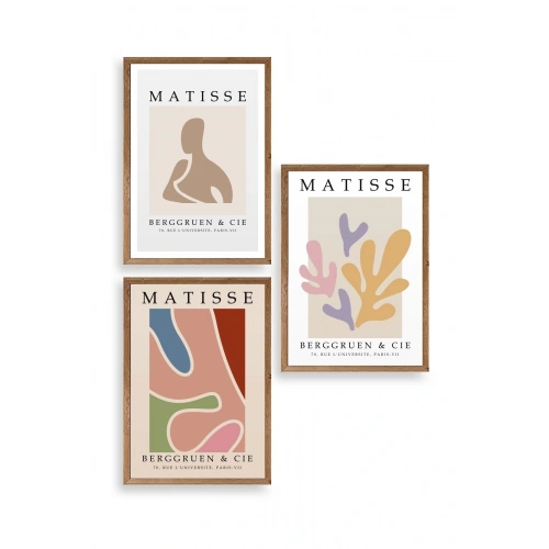 Matisse Üçlü Ahşap Çerçeveli Tablo 10 x 10