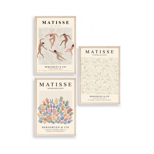 Matisse Üçlü Ahşap Çerçeveli Tablo 23 x 30