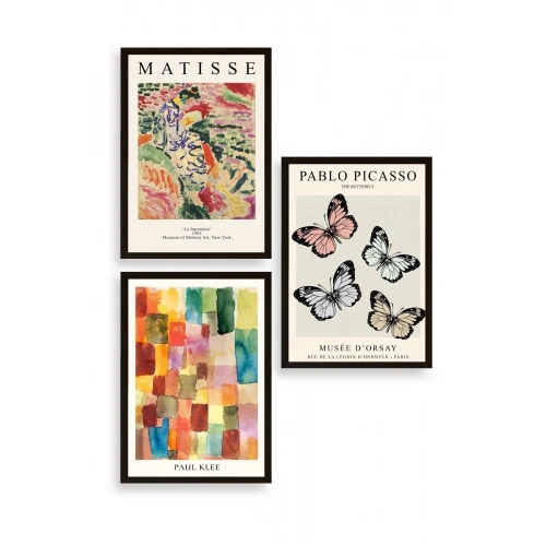 Matisse Üçlü Ahşap Çerçeveli Tablo 23 x 30