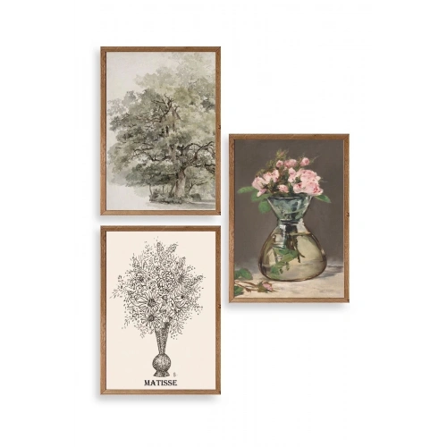 Matisse Üçlü Ahşap Çerçeveli Tablo 23 x 30