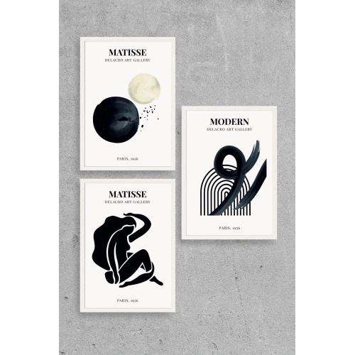 Matisse Üçlü Ahşap Çerçeveli Tablo 23 x 30