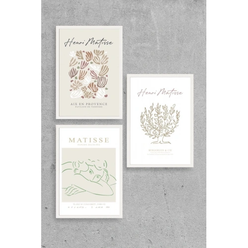 Matisse Üçlü Ahşap Çerçeveli Tablo 23 x 30