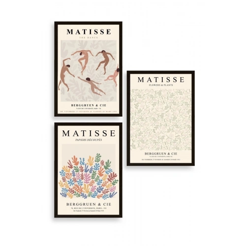 Matisse Üçlü Ahşap Çerçeveli Tablo 23 x 30