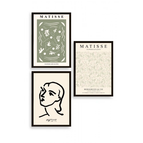 Matisse Üçlü Ahşap Çerçeveli Tablo 23 x 30