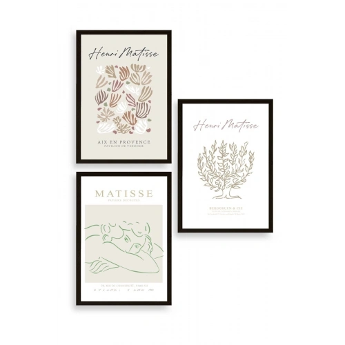 Matisse Üçlü Ahşap Çerçeveli Tablo 23 x 30