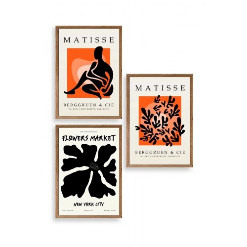 Matisse Üçlü Ahşap Çerçeveli Tablo 23 x 30