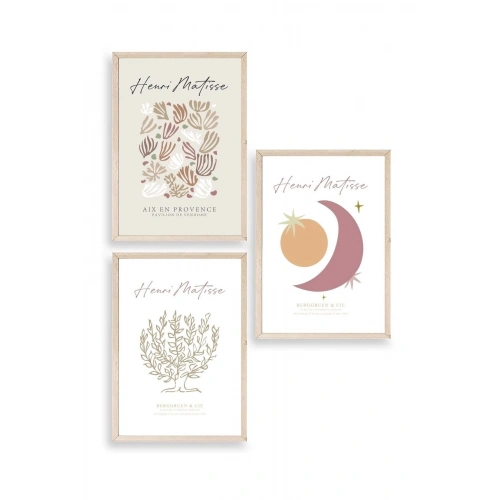 Matisse Üçlü Ahşap Çerçeveli Tablo 23 x 30